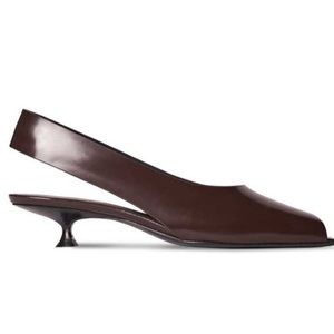 The Row Dark Brown Slingback Heels